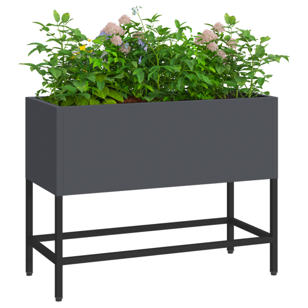 Donica Ogrodowa Stalowa Szara Doniczka 60 x 26 x 45 cm, 6518282