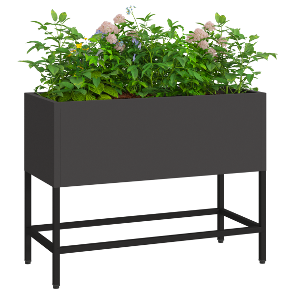 Donica Ogrodowa Czarna Stalowa Doniczka 60 x 26 x 45 cm, 6520055