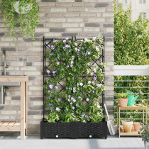 Donica Ogrodowa z Kratką Doniczka Czarna Plastikowa 80 x 40 x 125,5 cm