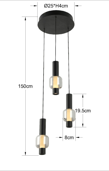Lampa wisząca trójka okrągła Ronda, 6546075