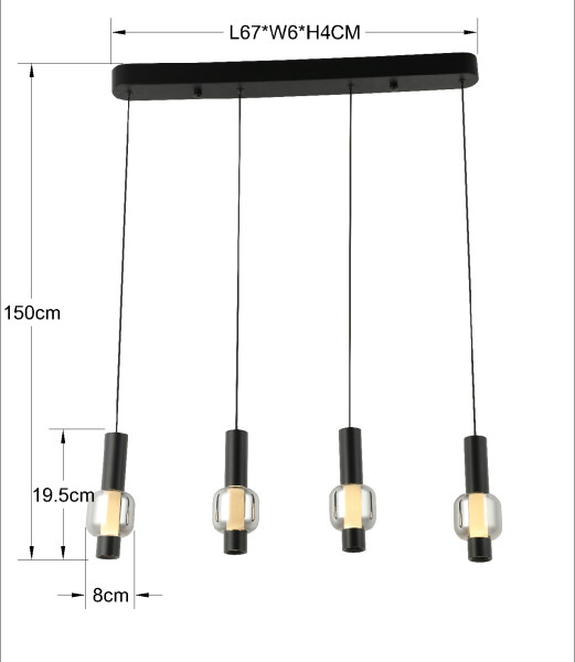 Lampa wisząca czwórka prosta Ronda, 6546092