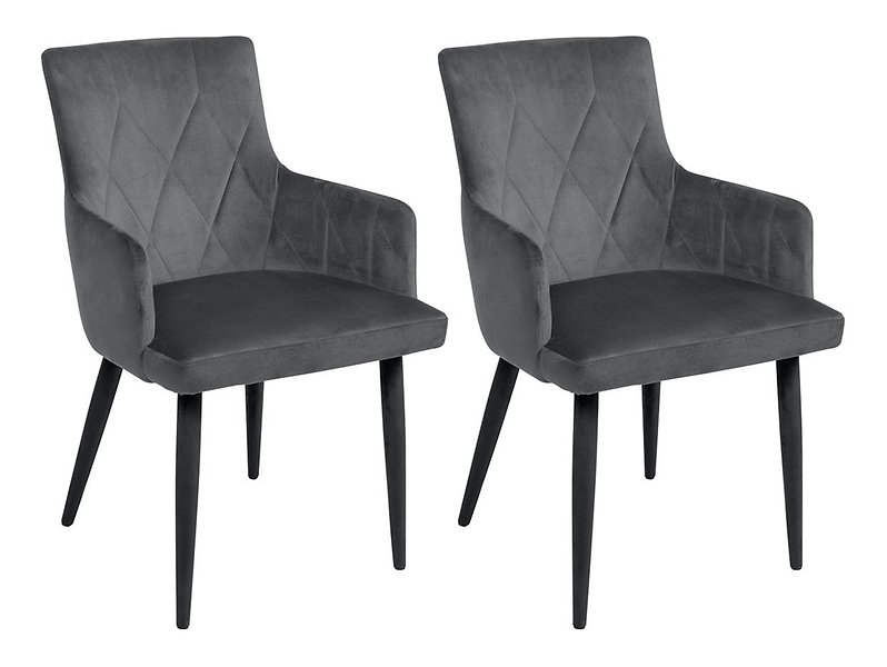 zestaw 2 krzeseł tapicerowanych Merlot welurowe szare, 656915