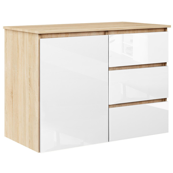 Komoda Megan 90 K2 Dąb Sonoma / Biały Połysk 90X45X75 Cm, 6570860