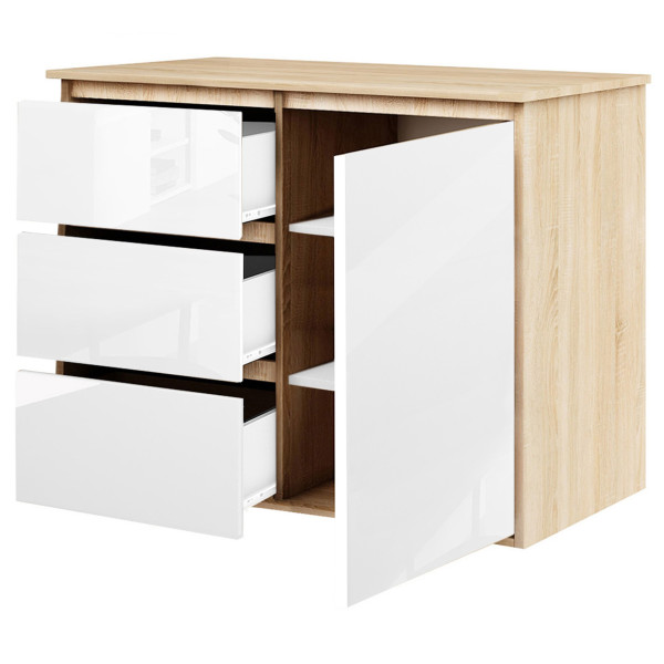 Komoda Megan 90 K2 Dąb Sonoma / Biały Połysk 90X45X75 Cm, 6570861
