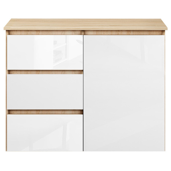 Komoda Megan 90 K2 Dąb Sonoma / Biały Połysk 90X45X75 Cm, 6570864