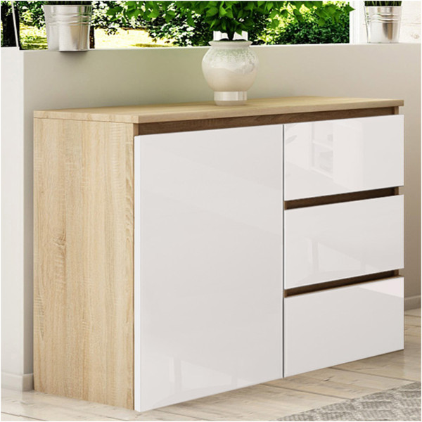Komoda Megan 90 K2 Dąb Sonoma / Biały Połysk 90X45X75 Cm, 6570865