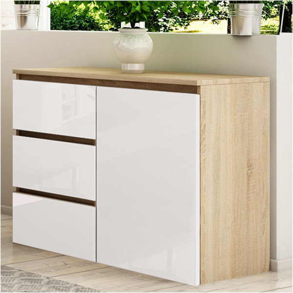 Komoda Megan 90 K2 Dąb Sonoma / Biały Połysk 90X45X75 Cm, 6570866