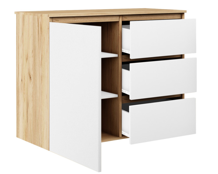 Komoda Megan 90 K2 Dąb Craft Złoty / Biały 90X45X75 Cm, 6570869
