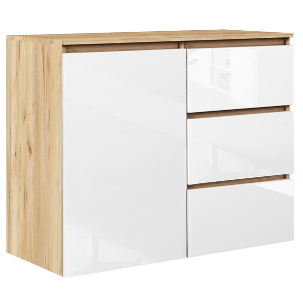 Komoda Megan 90 K2 Dąb Craft Złoty / Biały Połysk 90X45X75 Cm, 6570881