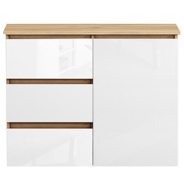 Komoda Megan 90 K2 Dąb Craft Złoty / Biały Połysk 90X45X75 Cm, 6570885