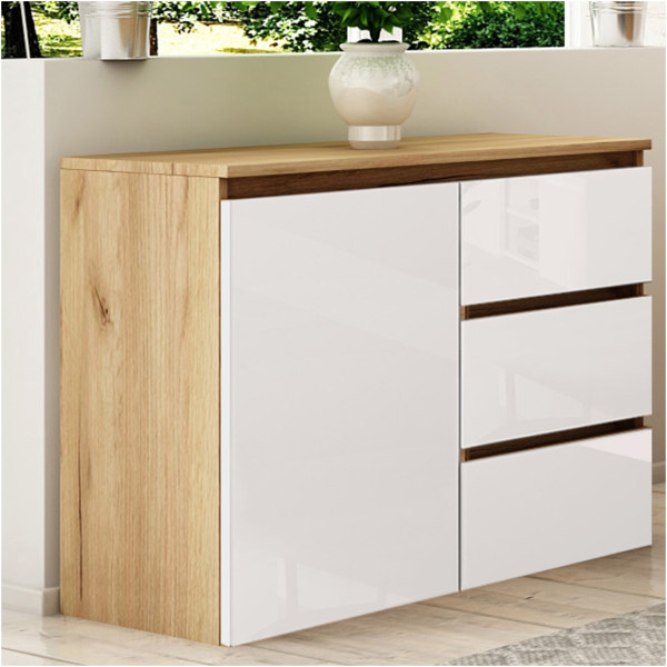 Komoda Megan 90 K2 Dąb Craft Złoty / Biały Połysk 90X45X75 Cm, 6570887