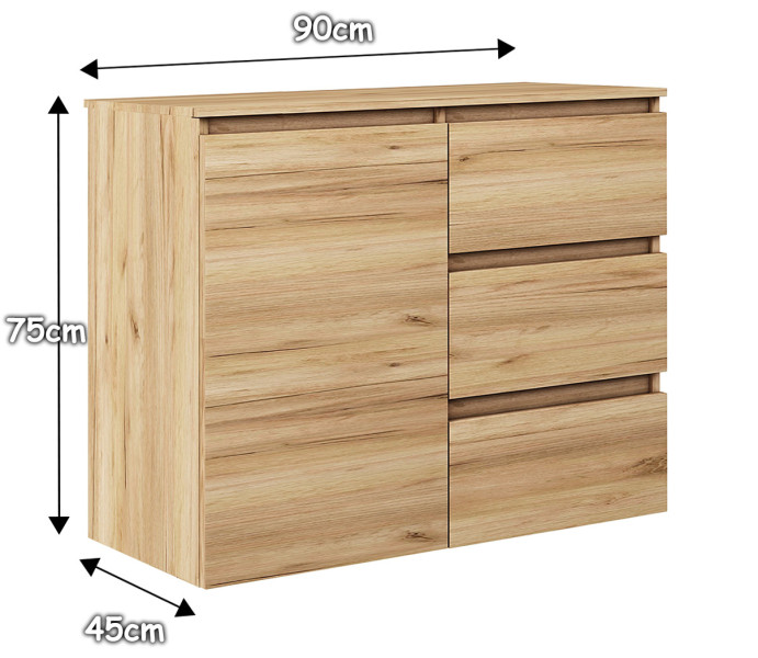 Komoda Megan 90 K2 Dąb Craft Złoty 90X45X75 Cm, 6570949