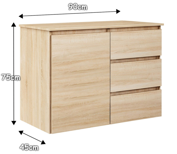 Komoda Megan 90 K2 Dąb Sonoma 90X45X75 Cm, 6570986