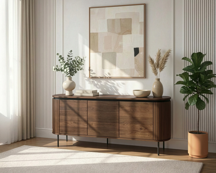 Komoda Duża Z Lamelami Drewniana Loft Do Salonu Sypialni Orzech Beck 160 cm, 6570995