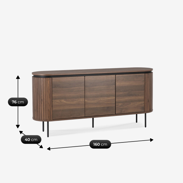 Komoda Duża Z Lamelami Drewniana Loft Do Salonu Sypialni Orzech Beck 160 cm, 6571001