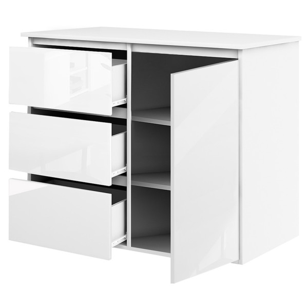 Komoda Megan 90 K2 Biały Połysk 90X45X75 Cm, 6571043