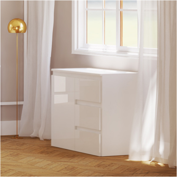 Komoda Megan 90 K2 Biały Połysk 90X45X75 Cm, 6571047