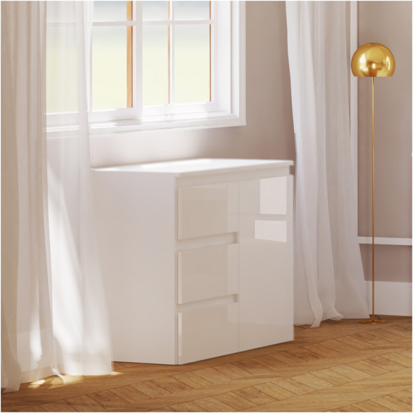 Komoda Megan 90 K2 Biały Połysk 90X45X75 Cm, 6571048