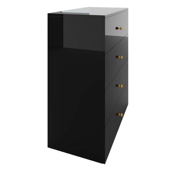 Komoda Klara 60 4S Czarny Połysk/Z 60X43X90 Cm, 6571051