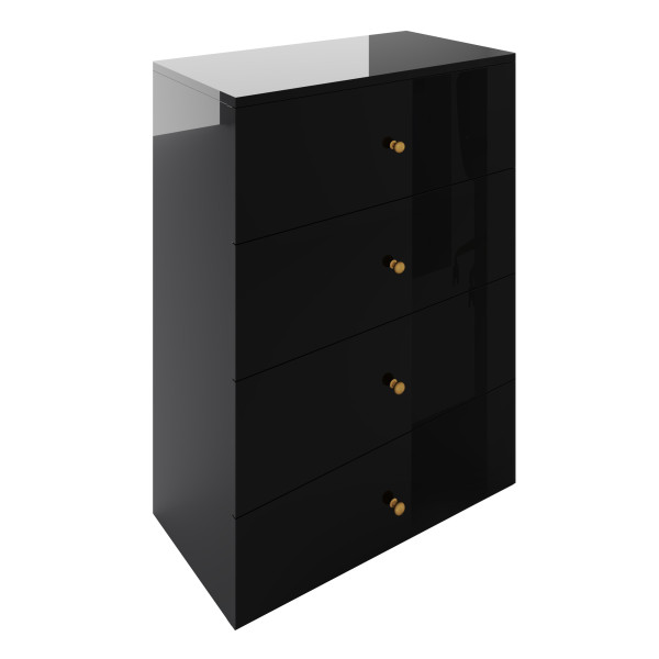 Komoda Klara 60 4S Czarny Połysk/Z 60X43X90 Cm, 6571052