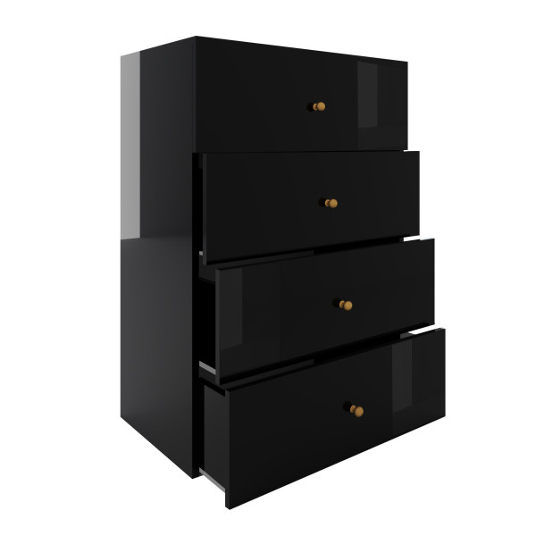Komoda Klara 60 4S Czarny Połysk/Z 60X43X90 Cm, 6571053