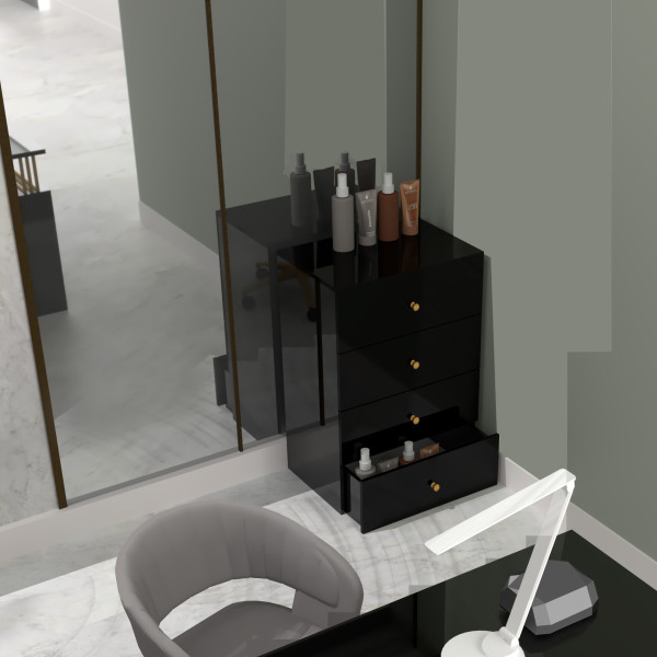 Komoda Klara 60 4S Czarny Połysk/Z 60X43X90 Cm, 6571055