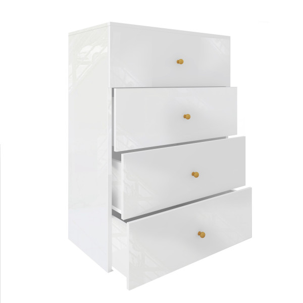 Komoda Klara 60 4S Biały Połysk/Z 60X43X90 Cm, 6571103