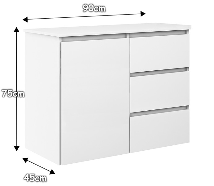 Komoda Megan 90 K2 Biała 90X45X75 Cm, 6571121