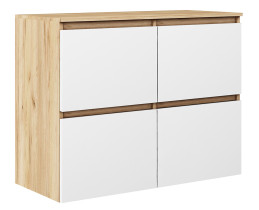 Komoda Megan 90 K4 Dąb Craft Złoty / Biały 90X45X75 Cm