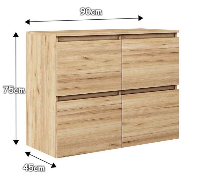 Komoda Megan 90 K4 Dąb Craft Złoty 90X45X75 Cm, 6575866