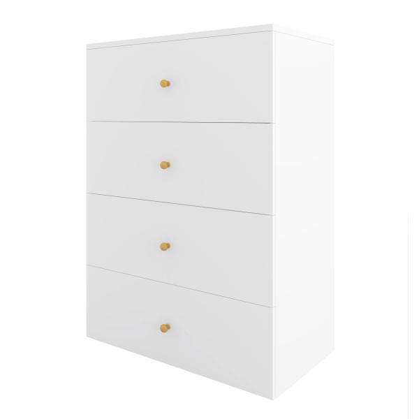 Komoda Klara 60 4S Biała Złote uchwyty 60x43x90 cm