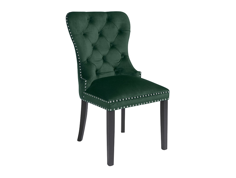 krzesło tapicerowane Charlot welurowe zielone, 659507