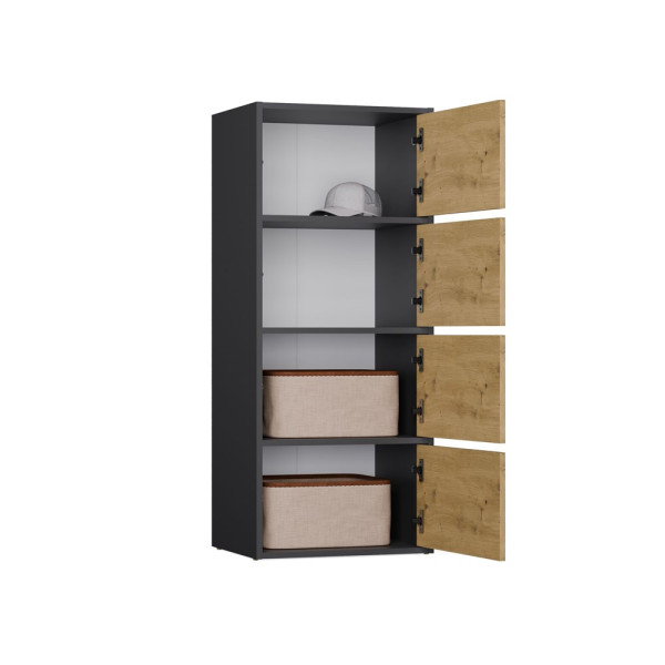 Komoda ALMA Antracyt Artisan 4 Drzwi 4 Półki, 6599725
