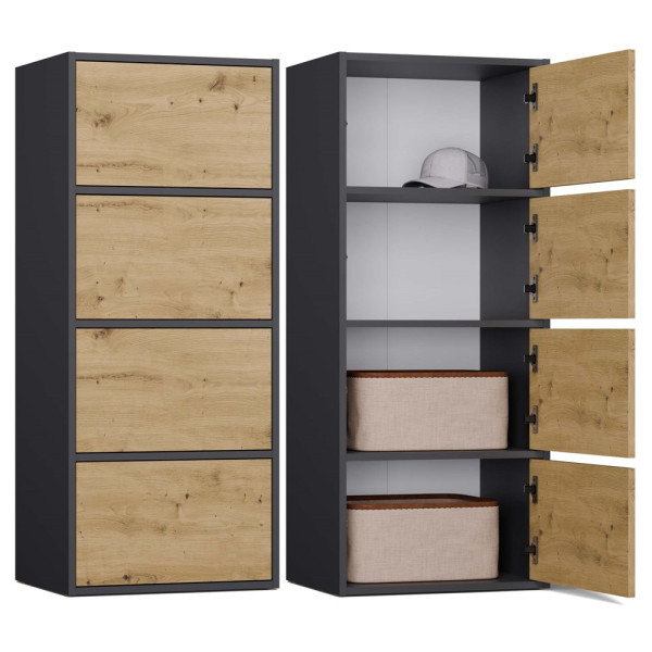 Komoda ALMA Antracyt Artisan 4 Drzwi 4 Półki, 6599726