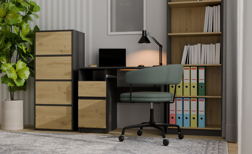 Komoda ALMA Antracyt Artisan 4 Drzwi 4 Półki, 6599729