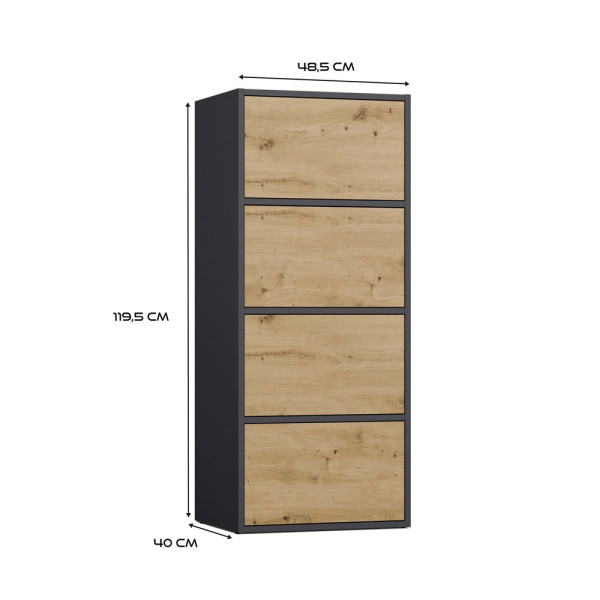 Komoda ALMA Antracyt Artisan 4 Drzwi 4 Półki, 6599730