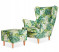 Inny kolor wybarwienia: Fotel Uszak z podnóżkiem zielony zestaw salonowy