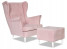 Inny kolor wybarwienia: Fotel Uszak z podnóżkiem cukierkowy PINK różowy