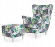Inny kolor wybarwienia: Fotel Uszak z podnóżkiem NEW DESIGN szaro zielony