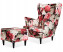 Inny kolor wybarwienia: Fotel Uszak z podnóżkiem w kwiaty stylu angielskim