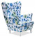 Inny kolor wybarwienia: Fotel Uszak skandynawski kobaltowe kwiaty PREZENT