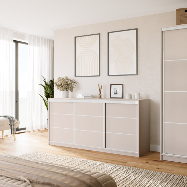 Beżowa komoda przesuwna z szufladami 200 cm VITA, 6659311