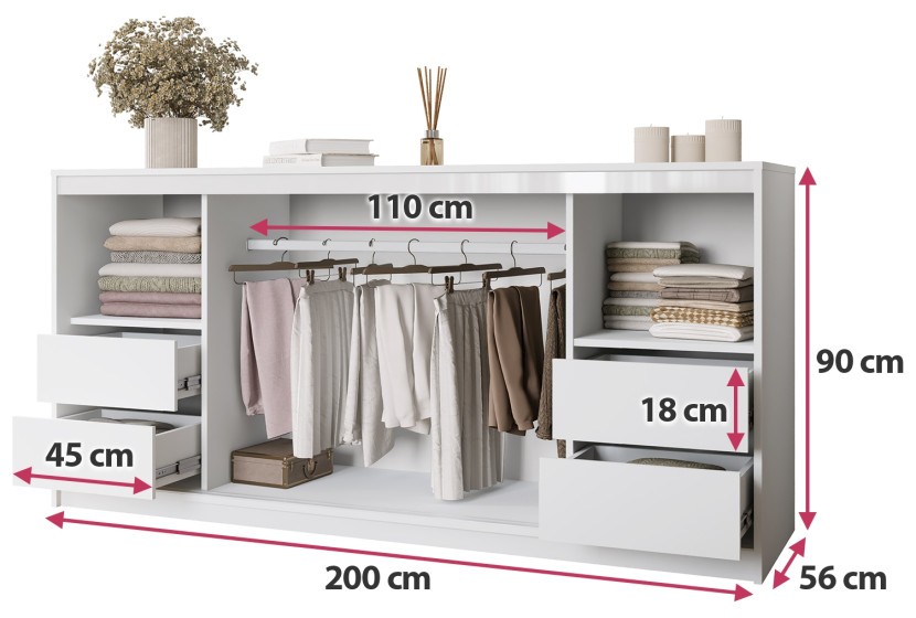 Beżowa komoda przesuwna z szufladami 200 cm VITA, 6659314