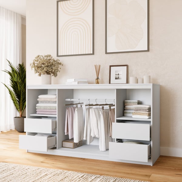 Biała komoda przesuwna z szufladami 180 cm VITA, 6659389