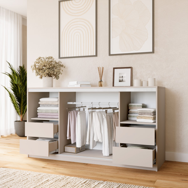 Beżowa komoda przesuwna z szufladami 180 cm VITA, 6659407
