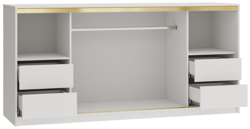 Komoda przesuwna z szufladami i drążkiem 200 cm GOLD biały, 6659415