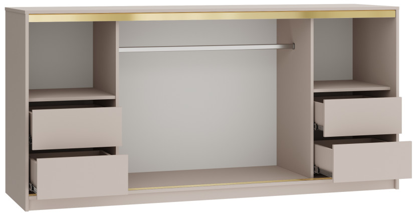 Komoda przesuwna z szufladami i drążkiem 200 cm GOLD, 6659419