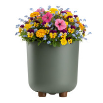 Doniczka plastikowa TERRA na nóżkach szarozielona owalna 19,3 cm