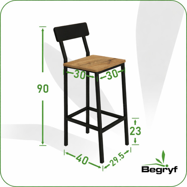 Hokery barowe 2 szt z oparciem taboret zestaw loft dąb 30x40x90 | Begryf, 6687189