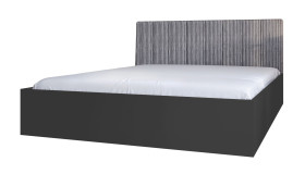 Produkt: Łóżko STYLE z materacem czarne, tapicerowany szary zagłówek 140x200